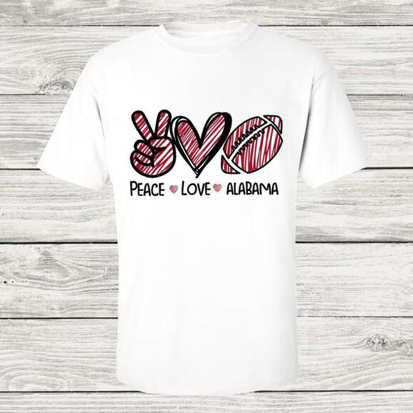 Tops - Peace Love Alabama Southern Pride Football Game Day Graphic Shirt 17